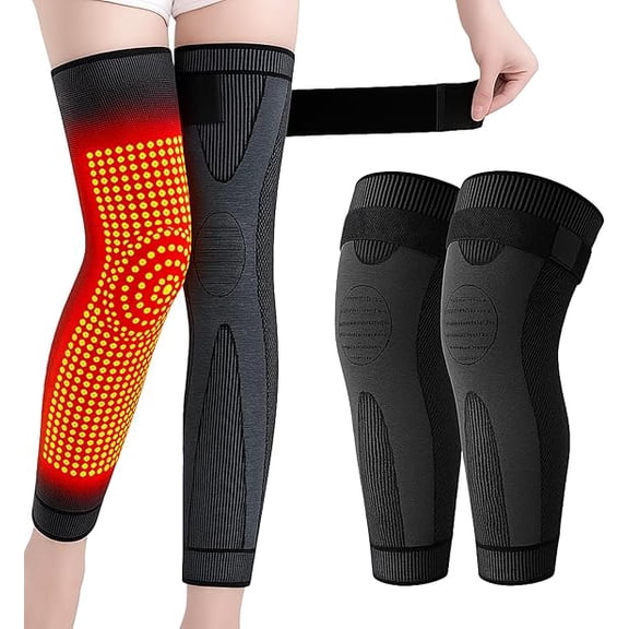 Aicao Knee Protection for Warm, Compression Knee Sleeves Brace with Elastic Supports for Elderly, Acupressure Self-Heating Knee Sleeve (Black, M-90-130 lbs )