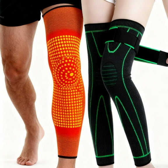 Aicao Knee Protection for Warmth Old Cold Legs, Self Heating Knee Compression Pad, Mugwort Therapy - Breathable Acupressure Support for Joint Pain Relief, Natural Herbal Warmth (Green,XX-Large)