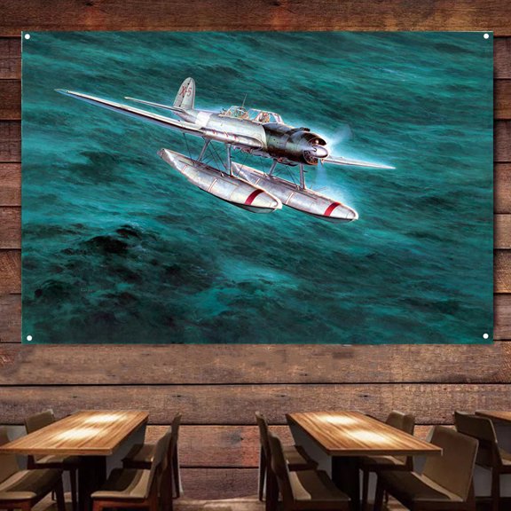 Aichi Type 0 Model Bomber Fighter Poster Canvas Art Print Painting For Wall Decoration - 38" x 57"Aviation Military Art Banner Tapestry Wall Hanging Flag With Four Metal Ring Buckles