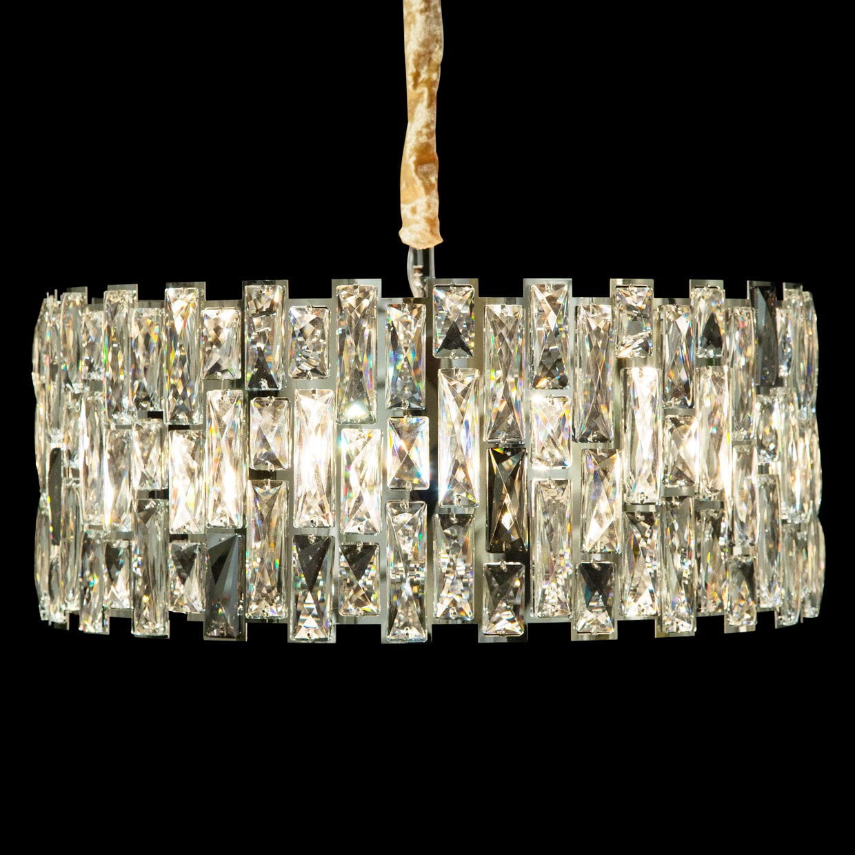 Contemporary Chrome Crystal 8-Light Drum Chandelier