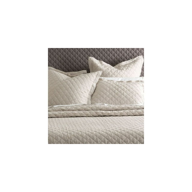 Michael Amini Oslo 6piece Diamond Linen Fabric King Quilt Set in Gray