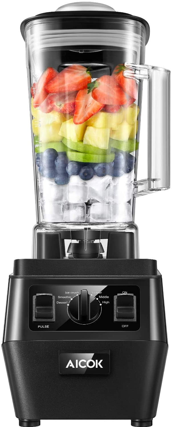 Willz High Speed Countertop Blender with Smoothies & Ice Crush & Pulse Programs - Glass Jar, 60 oz, Black