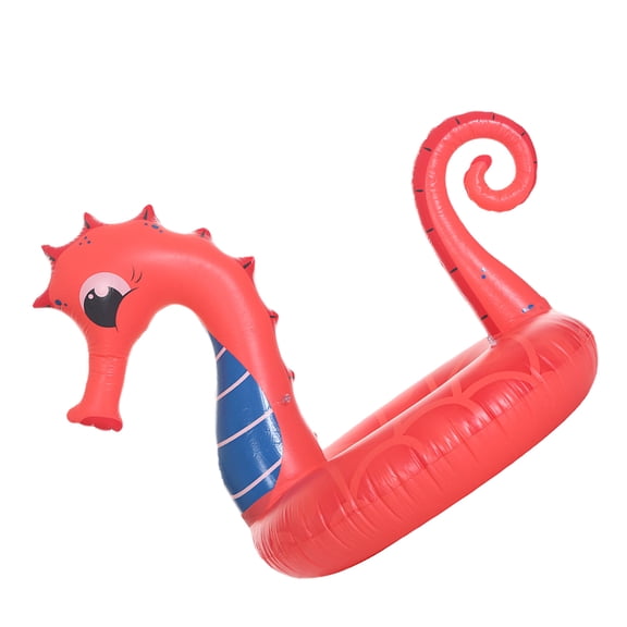 BESTOYARD Swim Pool Float Sea Horse Shape PVC Swimming Ring Red 1Set