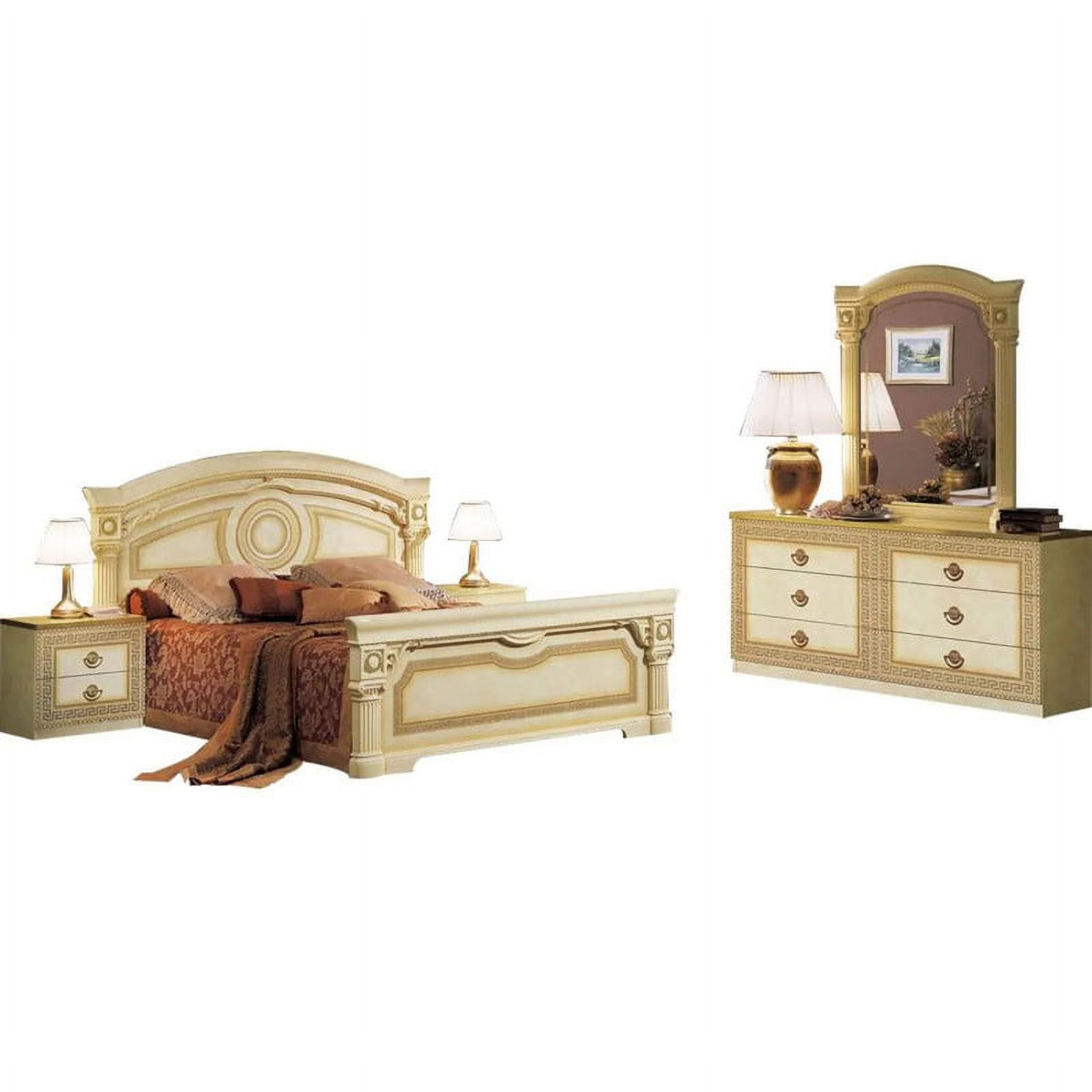 Aida Italian Bedroom Set in Ivory, Queen Size