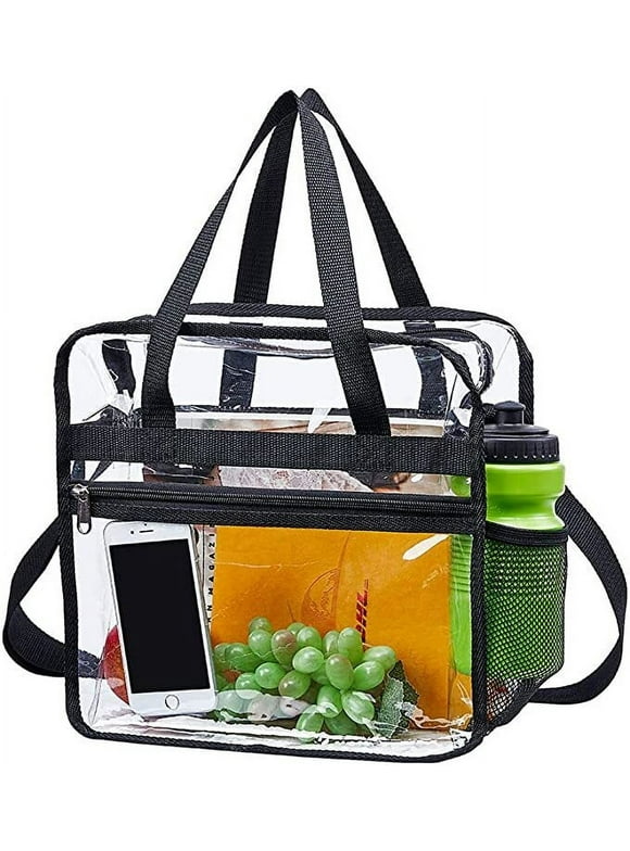 Aidaibag Unisex Nylon Solid Print Zipper Clear Tote Stadium Approved Handbag, Clear