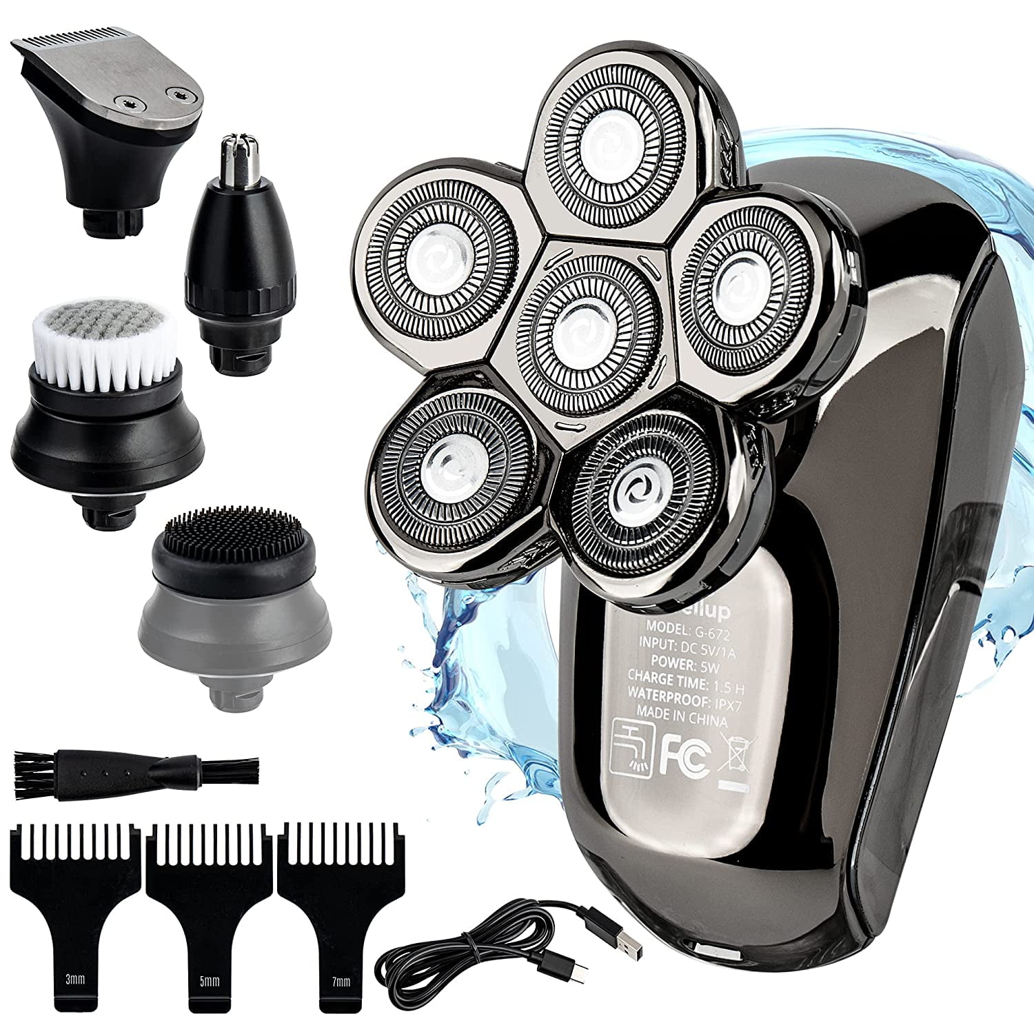  Sakioo Electric Head Shaver for Bald Men, 6 in 1 Mens