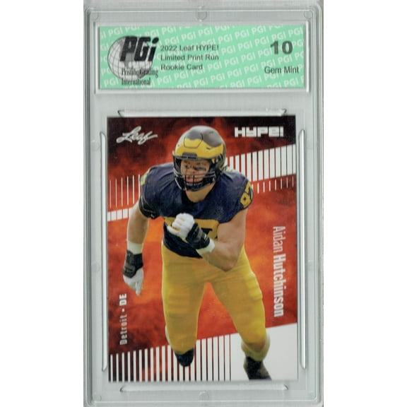 Aidan Hutchinson 2022 Leaf HYPE! #84 Only 5000 Made! Rookie Card PGI 10 Detroit Lions