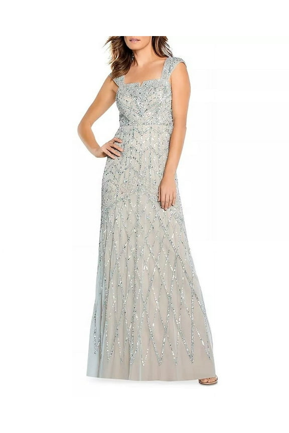 AQUADUST Women's Beaded Cap Sleeve Gown, US 8