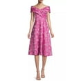 thumbnail image 1 of Aidan Mattox Elegant Magenta Floral Jacquard Off-The-Shoulder Midi-Dress by Curated Brands, 1 of 5