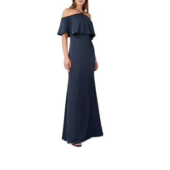 Aidan Mattox Women's Cold Shoulder Gown Blue Size 14 B4HP