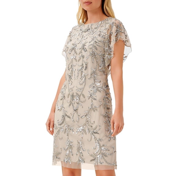 Aidan Mattox Womens Embellished Knee-Length Shift Dress