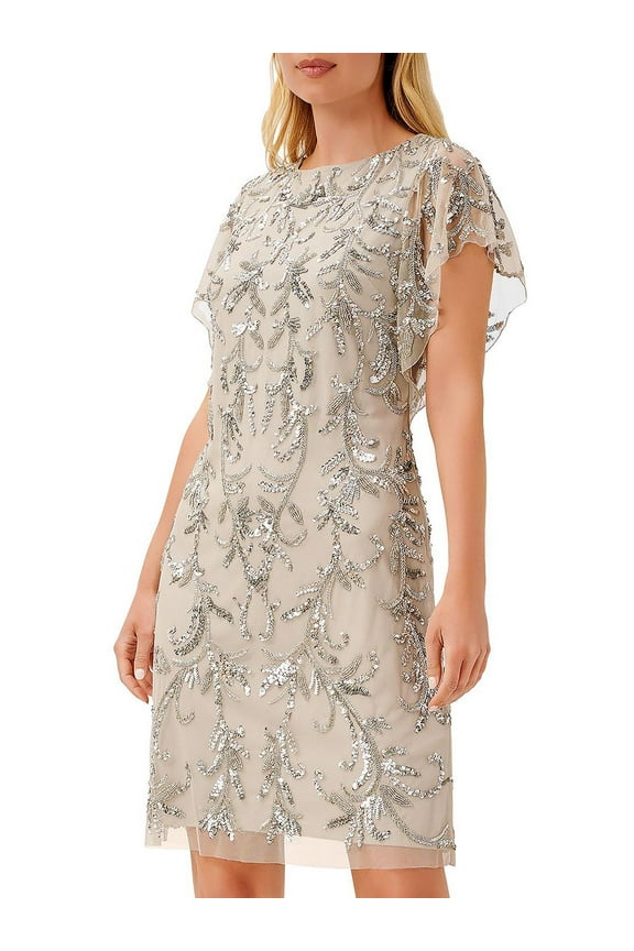 Womens Embellished Knee-Length Shift Dress