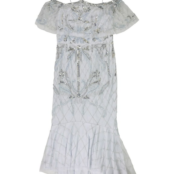 Aidan Mattox Womens Sequin Mermaid Dress, Blue, 4