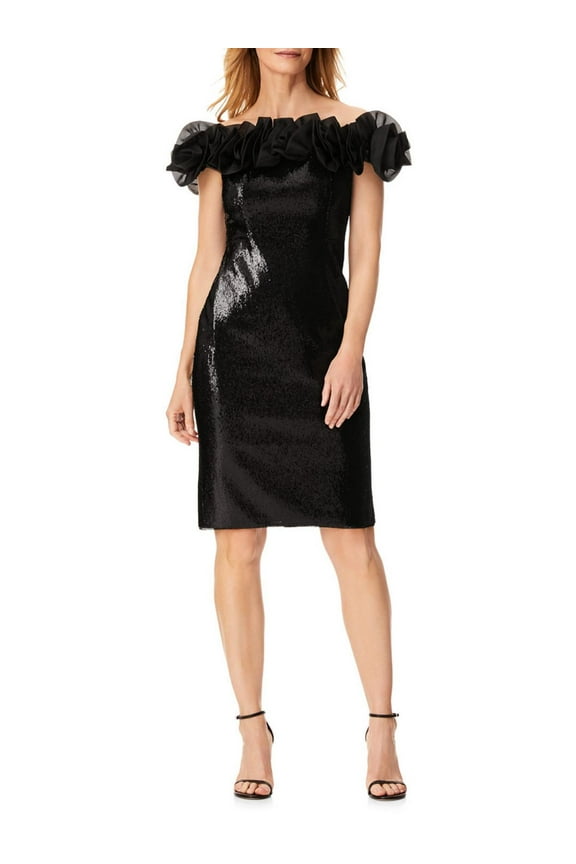 Womens Sequined Off-The-Shoulder Cocktail and Party Dress