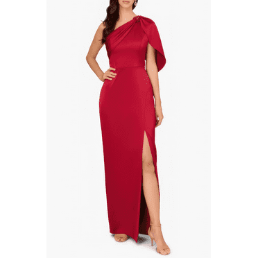 Aidan Mattox womens  Satin One-Shoulder Gown, 8, Red