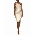 thumbnail image 1 of Aidan Mattox womens Aiden Mattox Pleated One-Shoulder Midi Dress, 14, Metallic, 1 of 3