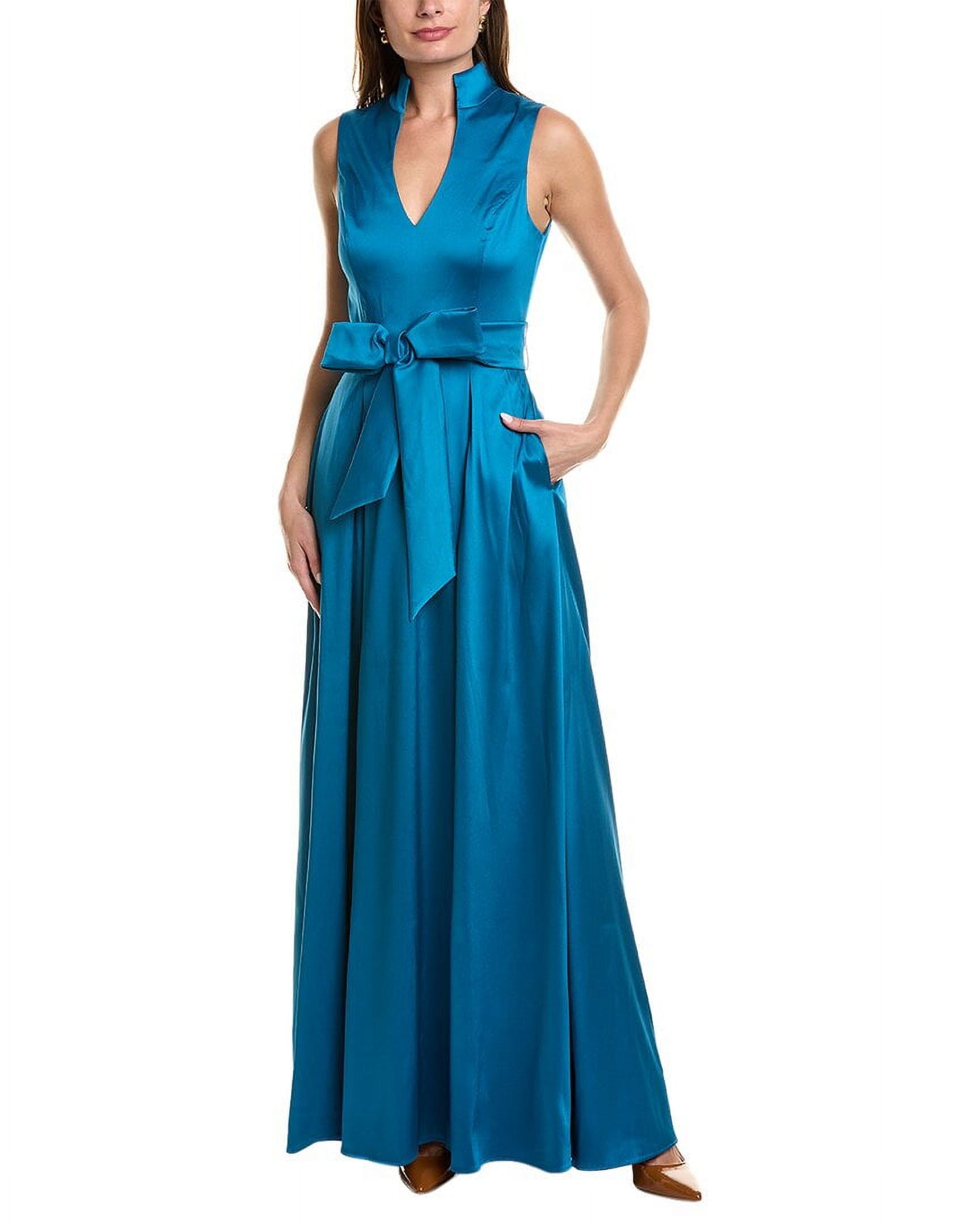 AIDAN AIDAN MATTOX Womens Pink Zippered Cut Out Pleated Lined Slitted Sleeveless Round Neck Full-Length Evening Gown Dress