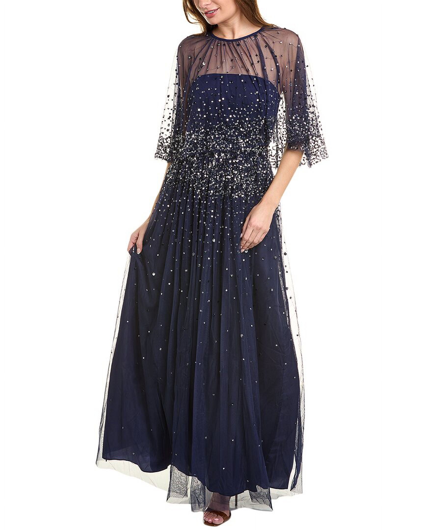 aidan mattox blue beaded dress Aidan Mattox main image 0