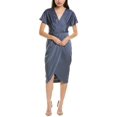 thumbnail image 1 of Aidan Mattox womens  Crepe Back Satin Midi Dress, 2, Blue, 1 of 3