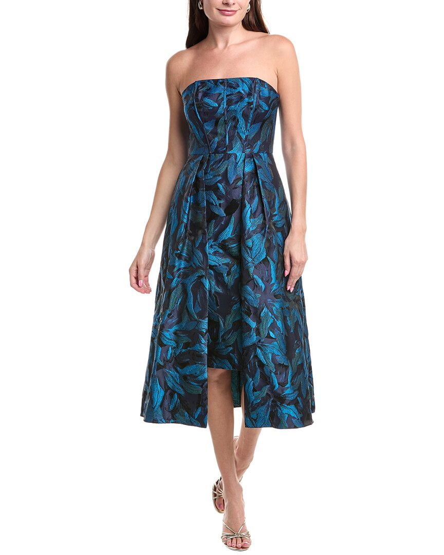 knee length dresses for ladies Aidan Mattox Floral Jacquard Collared Midi Dress MD1E209963