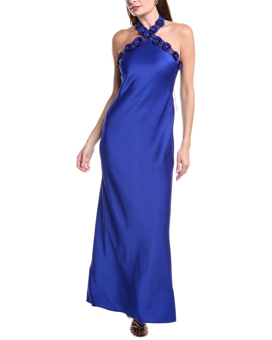 AIDAN MATTOX One-Shoulder Jacquard Ball Gown