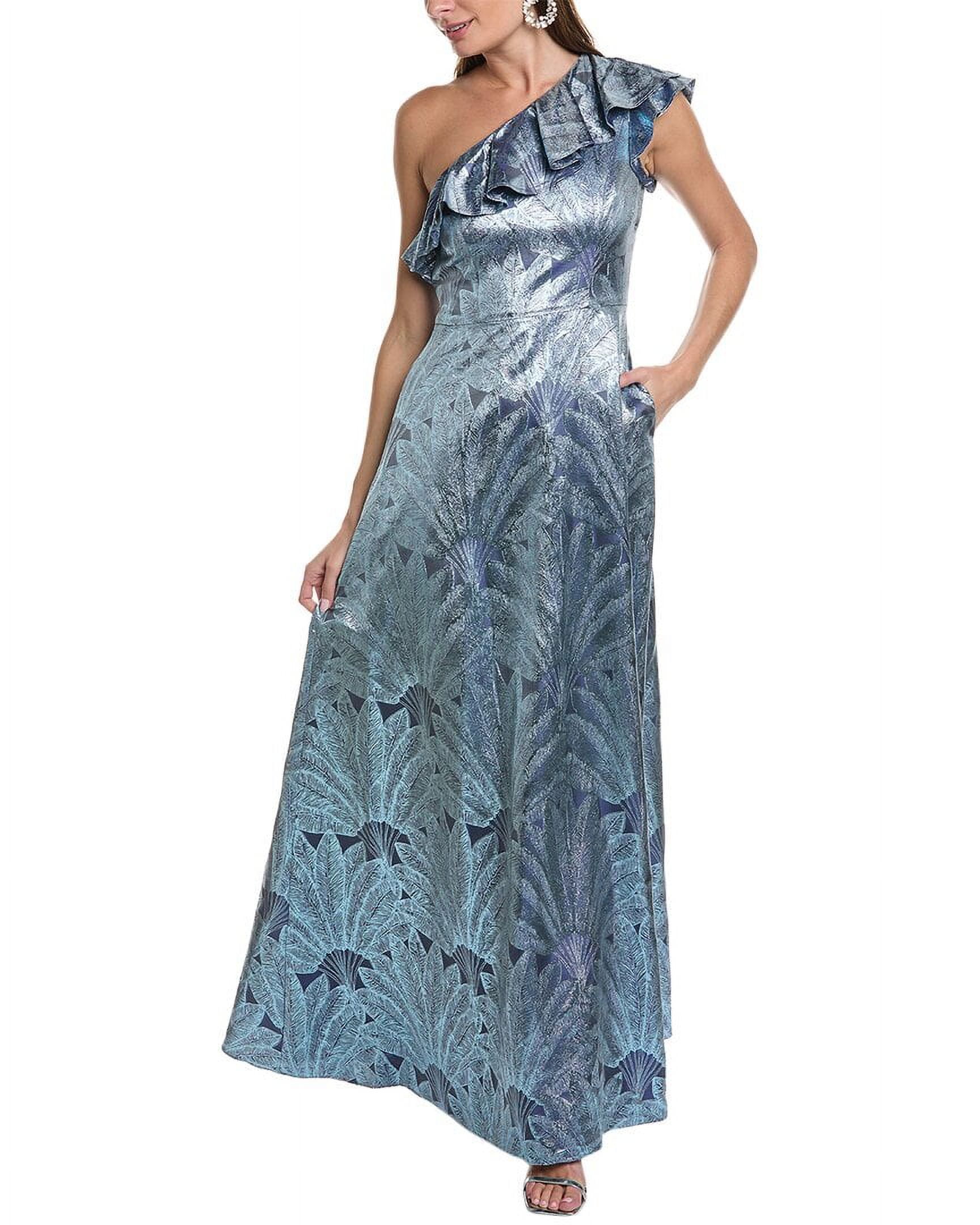 aidan mattox blue dress womens One-Shoulder Ball Gown, 8, upto80 and upscale cocktail parties Color:Blue Hydrangea Red Full Sleeved Office