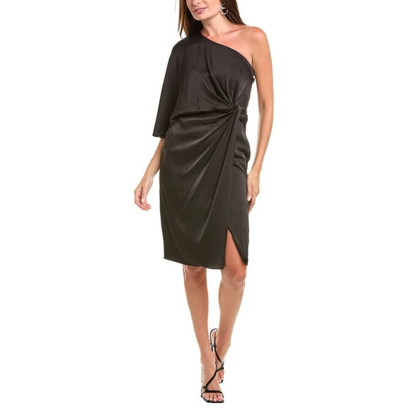 Aidan Mattox womens  One-Shoulder Cape Sleeve Sheath Dress, 4, Black