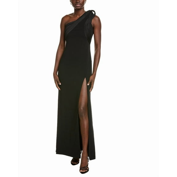 Aidan Mattox womens  One-Shoulder Column Gown, 2, Black
