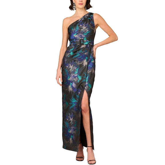 Aidan Mattox womens Printed Maxi Dress, 2, Silver