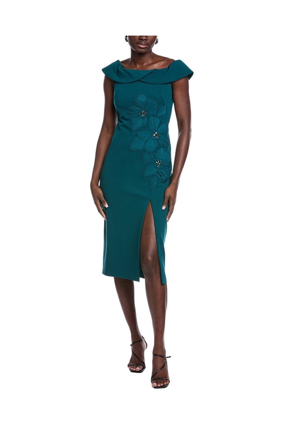 womens  Printed Midi Dress, 4, Green