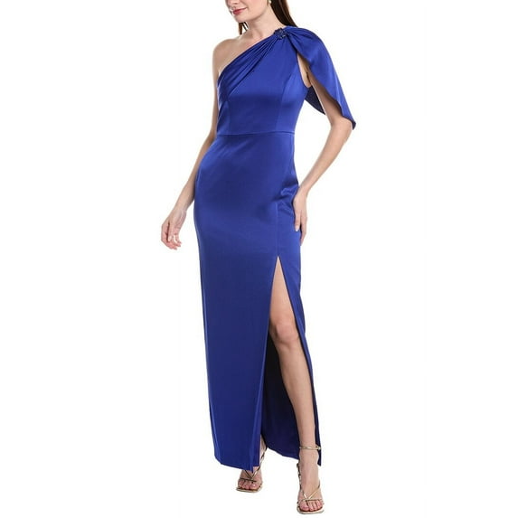 Aidan Mattox womens Satin One-Shoulder Gown, 2, Blue