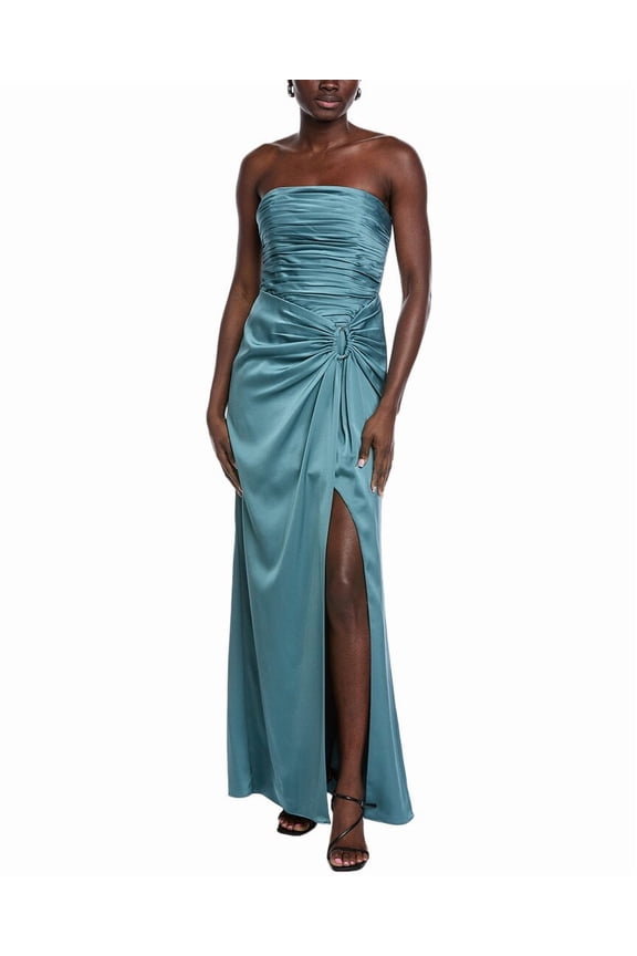 womens Solid Gown, 4, Green