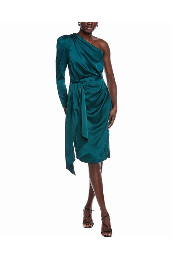 womens  Solid Mid Dress, 8, Green