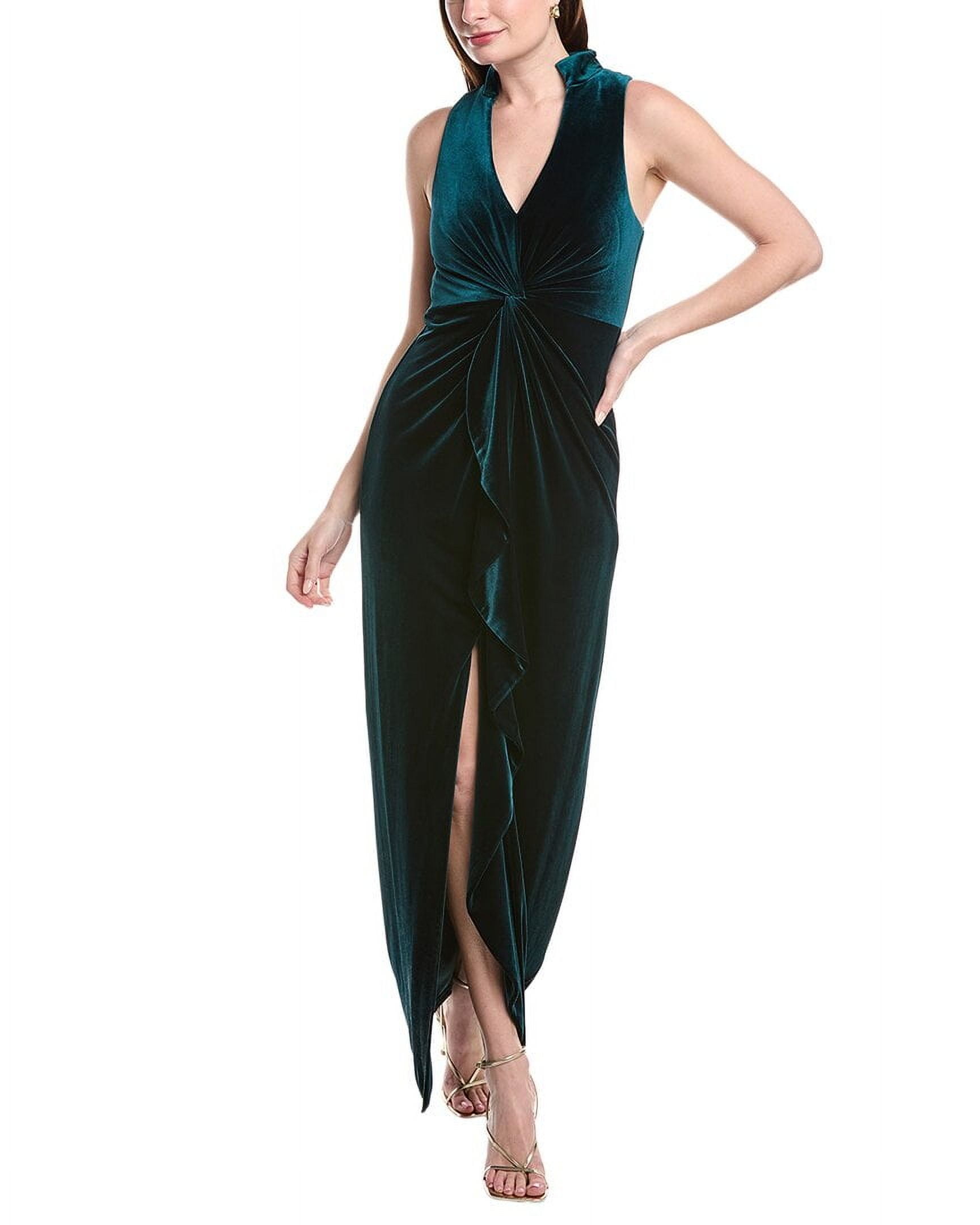 Aidan Mattox womens Stretch Velvet V-Neck Gown, 2, Green - Walmart.com