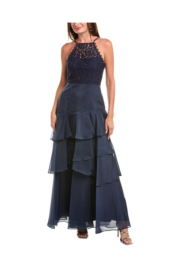 womens Tiered Gown, 6, Blue