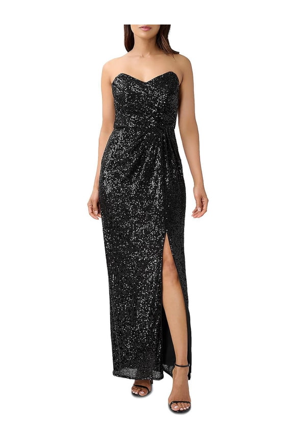 Aidan by Aidan Mattox Womens Embellished Strapless Evening Dress