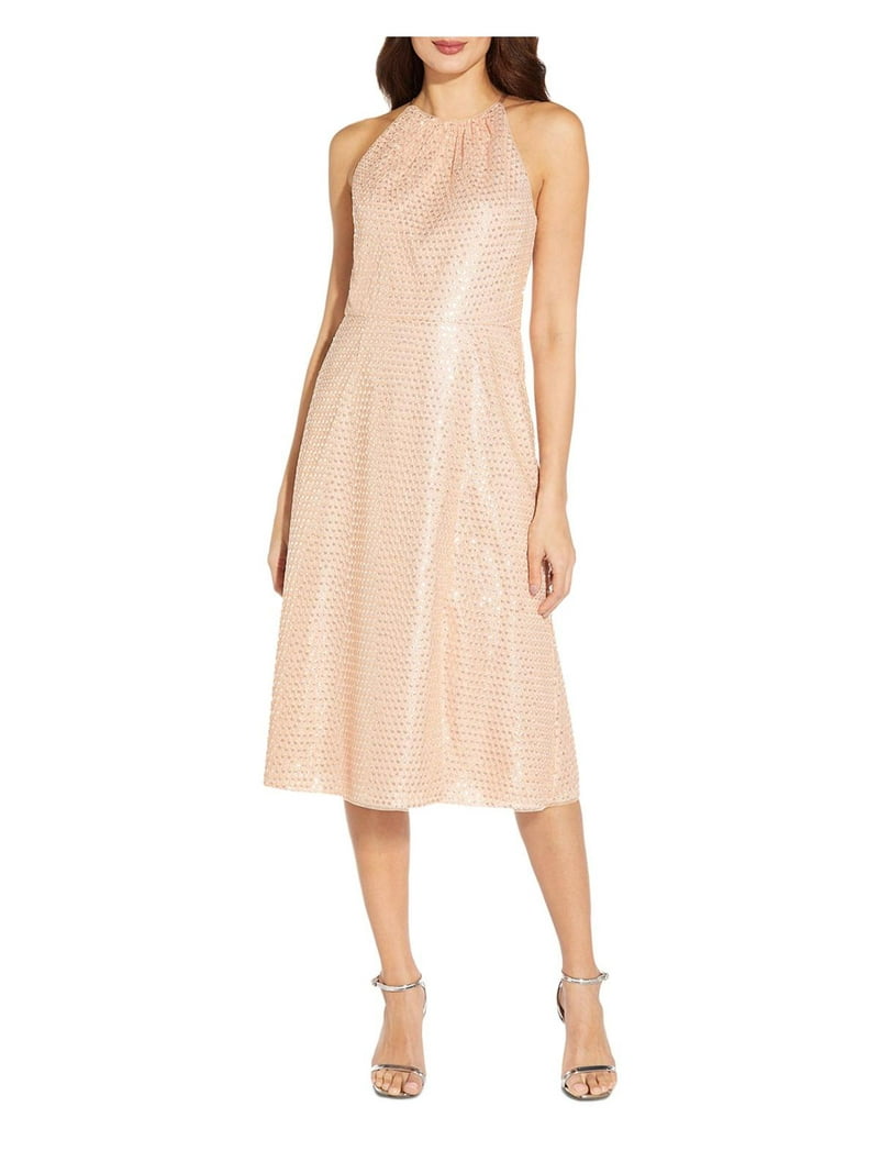 Aidan by Aidan Mattox Womens Halter Sequined Cocktail and Party Dress