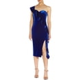 thumbnail image 1 of Aidan by Aidan Mattox Womens Velvet One Shoulder Cocktail and Party Dress, 1 of 2