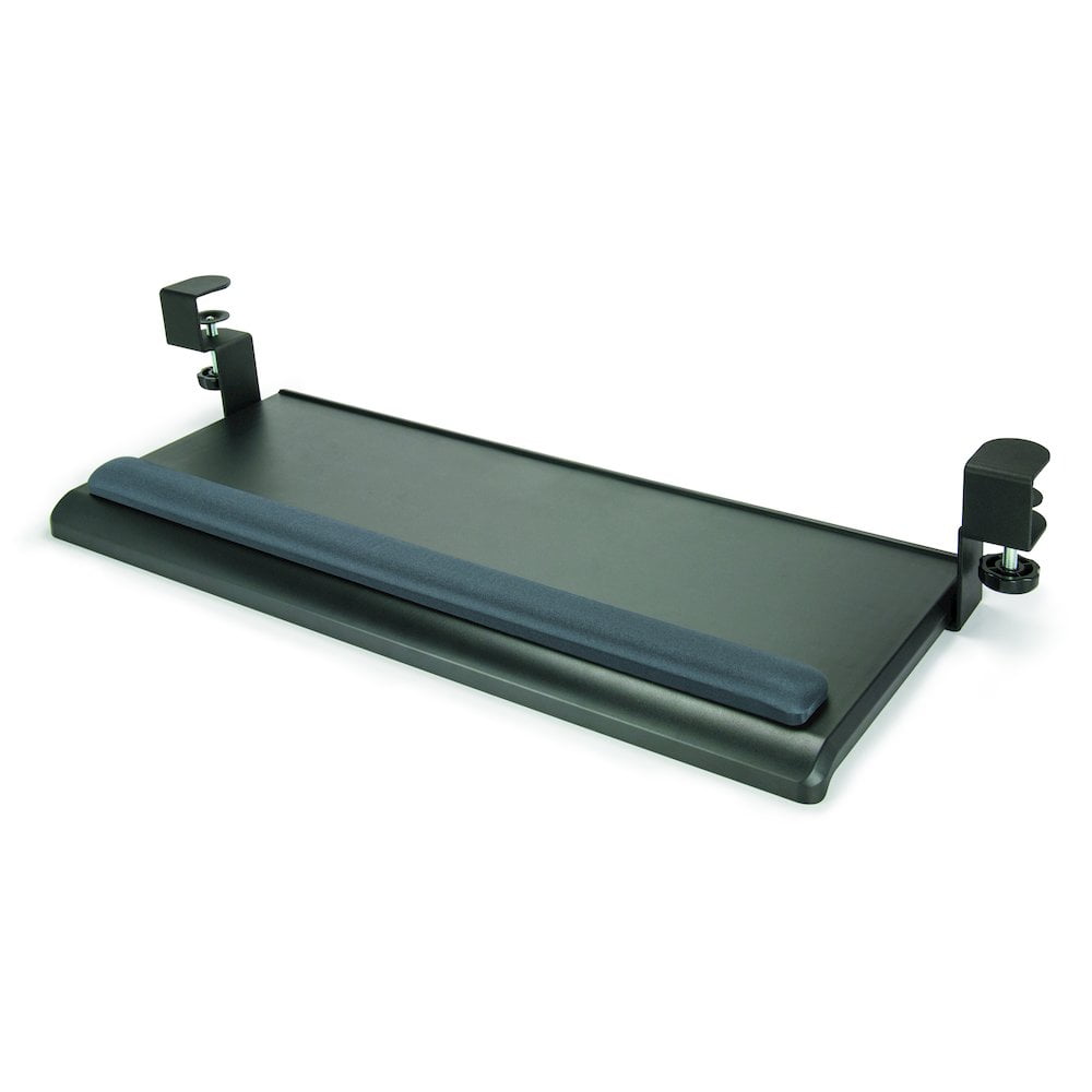 Adjustable Black Metal Desk Clamp Keyboard Tray with Gel Wrist Rest