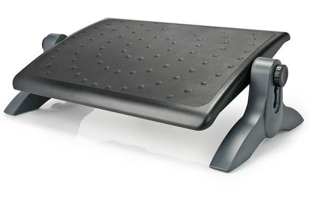 Adjustable Black Plastic Ergonomic Footrest with Rubber Padding