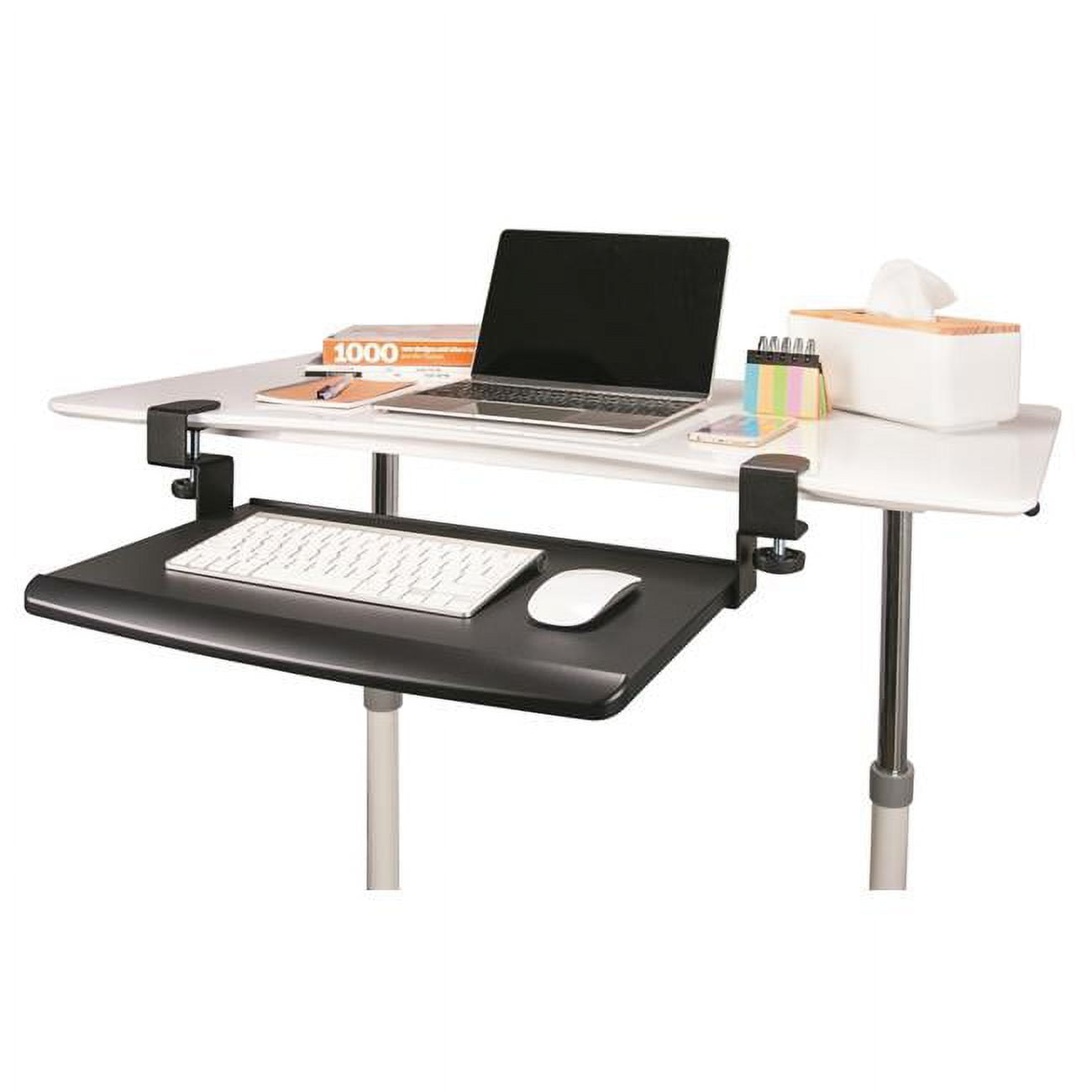 Black Metal Desk-Clamp Keyboard Tray with Sliding Rail