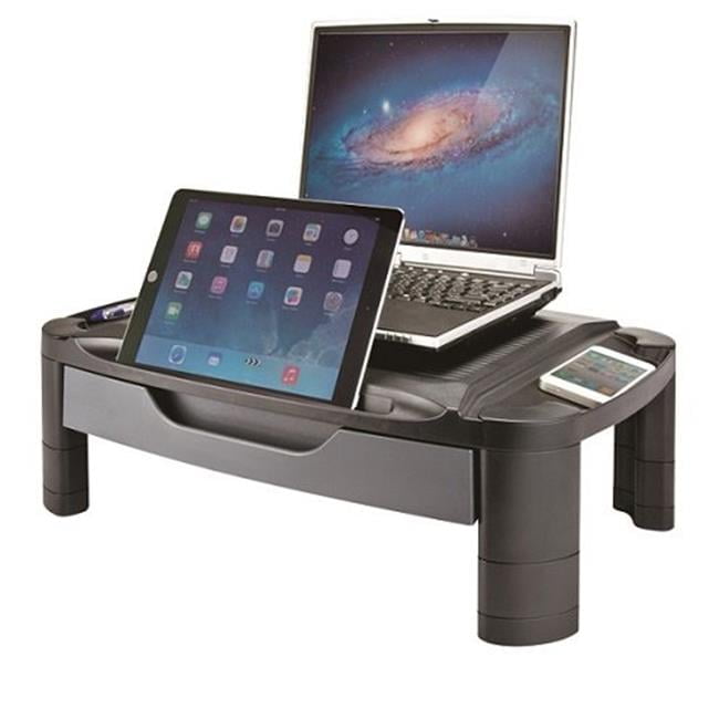 Black Adjustable Plastic Monitor Stand with Drawer