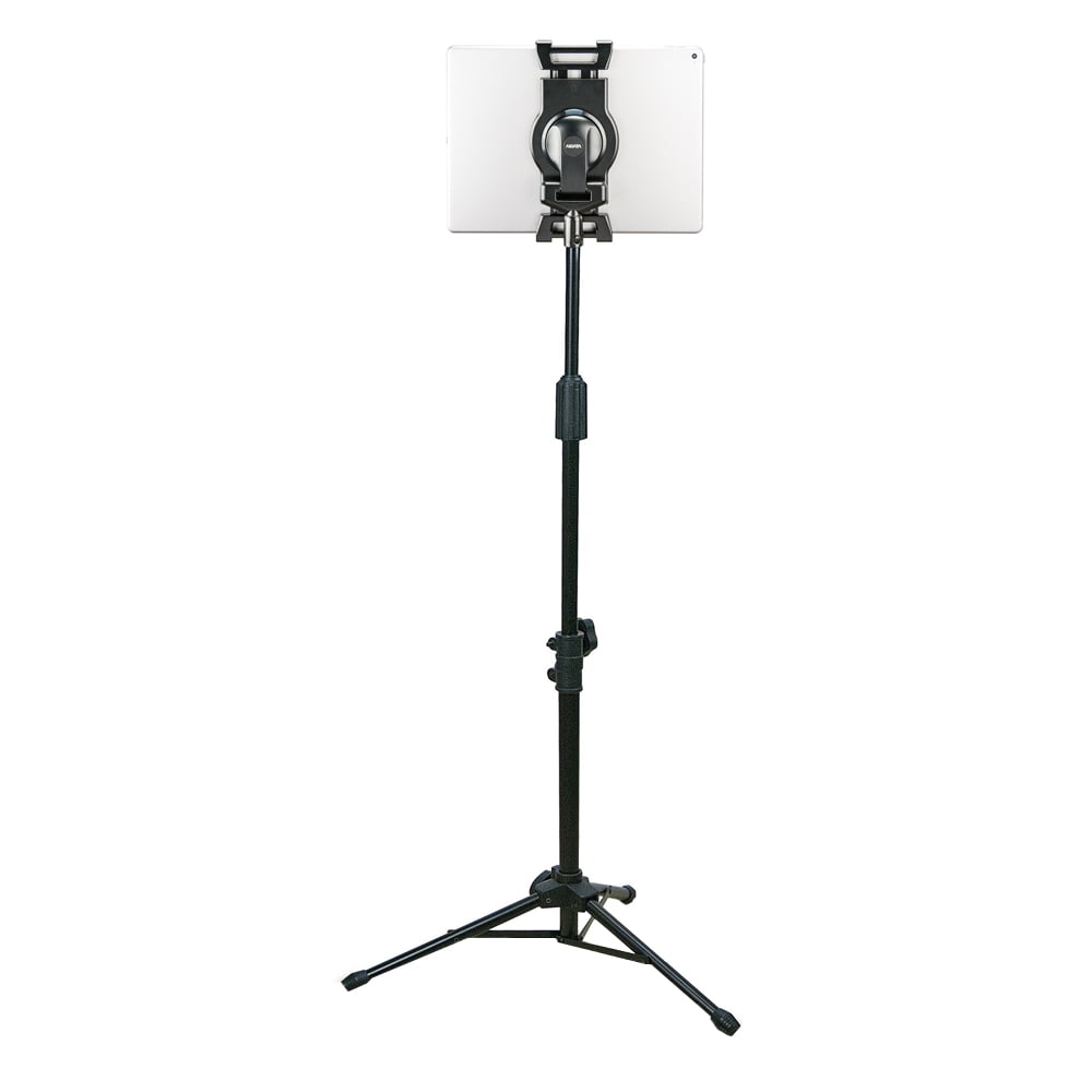 Adjustable Black Metal and Plastic Tablet Floor Stand
