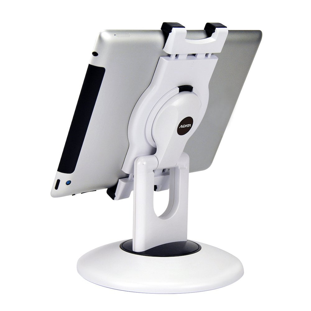 White Adjustable Universal Tablet Stand with Weighted Base