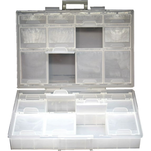 AideTek Half Transparent BOX-ALL-24 Small Parts Beads Stationery Jewelry Box Organizer for Sorted Parts 3 Sizes 24 compartments with lid