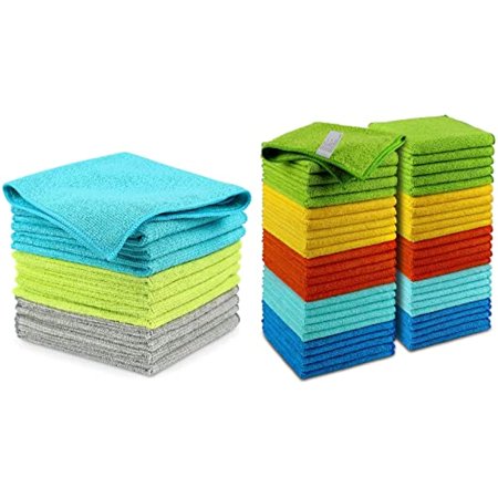 Aidea Microfiber Cleaning Cloths-50 Pack, Premium All-Purpose Softer Highly Absorbent, Lint Free - Streak Free Wash Cloth For House, Kitchen, Car, Window, Gifts(12In.X 12In.)