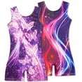thumbnail image 1 of Aideaone 2 Pack Gymnastics Leotards for Girls Sparkly Toddler Biketards with Shorts Kids Unitard Dance Sportswear 3-10T, 1 of 3