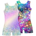 thumbnail image 1 of Aideaone 2 Pack Gymnastics Leotards for Girls Sparkly Toddler Biketards with Shorts Kids Unitard Dance Sportswear 3-10T, 1 of 3