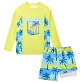 thumbnail image 1 of Aideaone 2 Piece Boy's Swimsuit Set Long Sleeve Kids Rash Guard Bathing Suit Swimswear with Swim Trunks for 8-12Y, 1 of 5