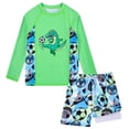 thumbnail image 1 of Aideaone 2 Piece Boy's Swimsuit Set Long Sleeve Kids Rash Guard Bathing Suit Swimswear with Swim Trunks for 8-12Y, 1 of 5